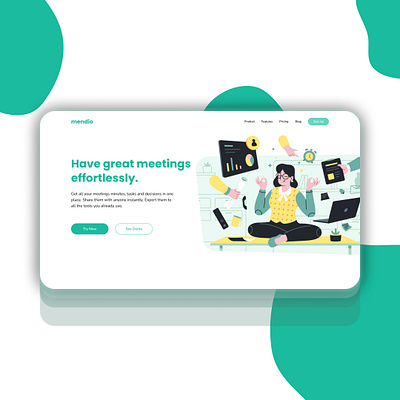 Mendio - Meeting platform Design branding design graphic design illustration landing page landing page design ui ux vector