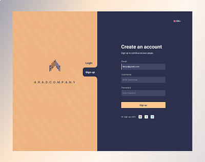 Sign up Page design typography ui ux vector