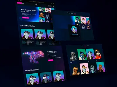 Magic Raffle - NFT Marketplace design 3d art black blockchain branding crypto cryptocurrency daily ui dark design logo marketplace neon nft platform purple token ui