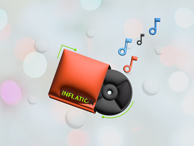 Inflation Album🎵🎈 2d 3d album bubble cover dance design emoji finance icon illustration inflate inflation money music playlist pool spotify ui vector