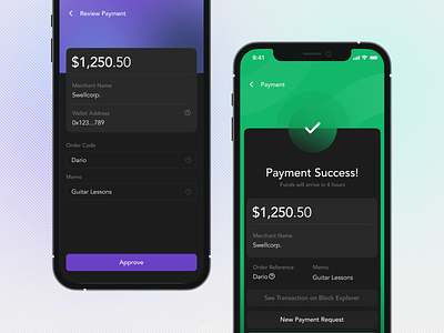 Crypto Wallet App — Review Payment, Success Screen banking app bitcoin crypto app crypto exchange crypto wallet eth ethereum fintech receive review payment send send funds send money stocks success screen usd usdt wallet wallet app web3