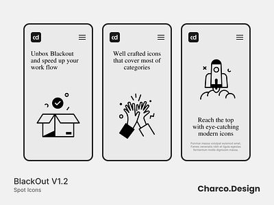 Blackout App Spot Icons app blackout finance icons illustration marketing media seo ui vector web