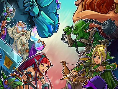 Heroes & Puzzles 2d 3d art branding design environment games illustration logo ui