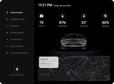 Daily UI 034 - Car Interface adobe xd app car carinterface dailyui design figma gps interface location mobile navigation speed tracker ui uidesign uiux uiuxdesign ux uxdesign