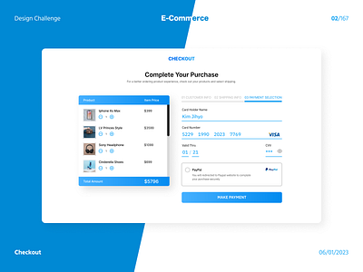 Design Challenge Day 2 | Checkout Design blue checkout checkout design design design challenge ui ux web checkout white blue