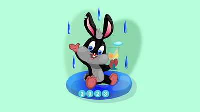 Black water rabbit 2023 design graphic design illustration logo vector