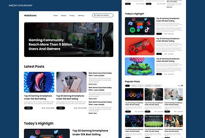 MODERN BLOG LANDING PAGE DESIGN awesh awesh choudhary blog design blog landing page design css design graphic design landing page design modern blog desing modern web design ui ux web design website design