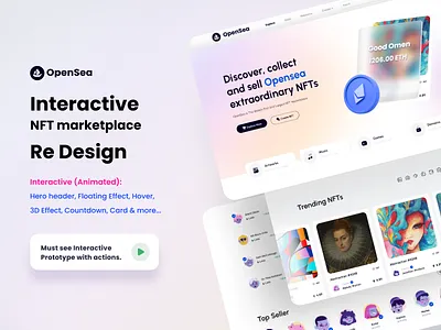 Opensea Re-Design (Interactive UI for NFT marketplace) artora artora design agency dutopia modern ui modern ui design modern website design neel neel litoriya neelart new ui design nft platform ui kit rarable ui ui trend 2023 webdesign webdesign trend