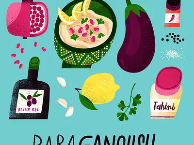 Baba Ganoush baba ganoush colourful foods digital art food food art food illustration food illustrator illustrated food illustration procreate whimsical