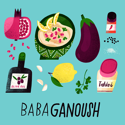 Baba Ganoush baba ganoush colourful foods digital art food food art food illustration food illustrator illustrated food illustration procreate whimsical