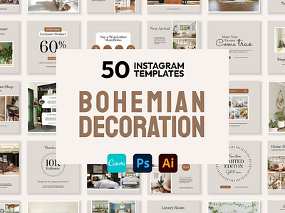Boho Decor Aesthetic | CANVA-PS-AI 3d animation brand identity branding business branding canva design canva templates content creation content planner design engagement booster facebook templates graphic design highlight cover illustration logo motion graphics ui