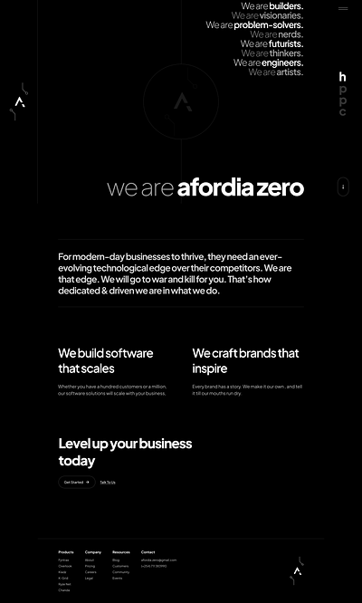 Afordia Zero - Landing Page branding design portfolio ui ux web website