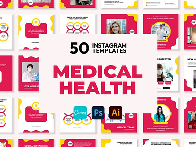 Medical Health Pink IG | CANVA-PS-AI 3d animation brand identity branding business branding canva design canva templates design engagement booster facebook templates graphic design highlight cover highlight icons illustration instagram posts instagram stories instagram templates logo motion graphics ui