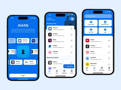 Aman - Password Manager App app design figma illustration password password manager product design ui ui design uiux user experience user interface ux