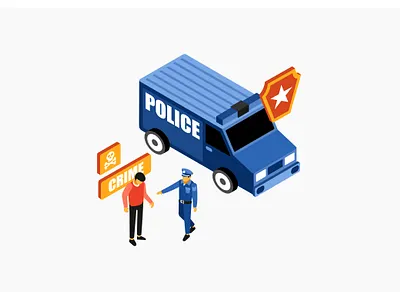 Isometric Police Catch A Criminal Vector Illustration criminal motion graphics