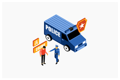 Isometric Police Catch A Criminal Vector Illustration criminal motion graphics