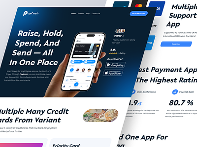 PayCash - Finance Landing Page b2b bank banking clean credit card digital banking digital wallet finance finance app fintech fintech landing page landing page money payment saas savings software web wallet web design website