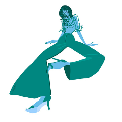 Feeling blue blue charactor digital art fashion fashion illustration fashionillustration flat green illustration procreate