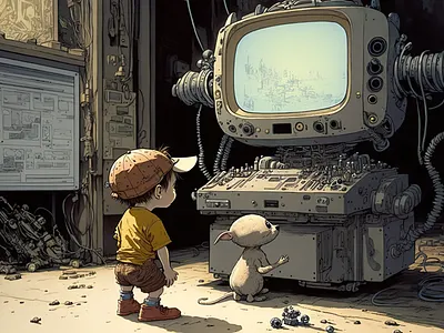 Baby Robot 3 ai art color concept design digital gradient illustration light midjourney minimal painting photoshop simple