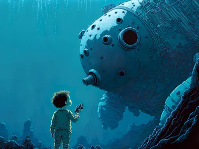 Baby Robot 5 ai art color concept design digital gradient illustration light midjourney minimal painting photoshop simple