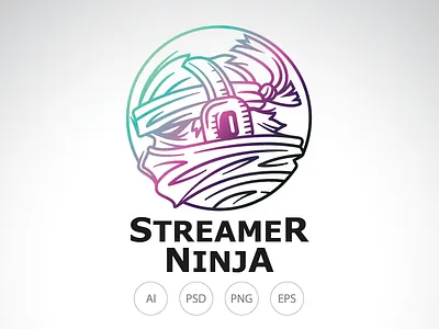Streamer Ninja Logo broadcaster broadcasting design gaming lineart linestyle logo ninja streamer tiktok twitch youtube youtuber