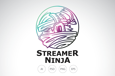 Streamer Ninja Logo broadcaster broadcasting design gaming lineart linestyle logo ninja streamer tiktok twitch youtube youtuber