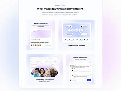 Landing page section bootcamps classes dashboard e learning edu education hero landing page minimal modal modals ui uiux ux web design webflow website zoom