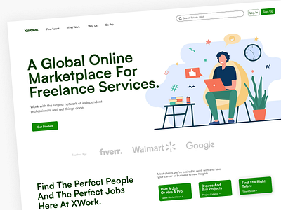 XWork - Freelance Website UI Design app branding design graphic design illustration interface landing page minimalist ui ui design ux web design website website design