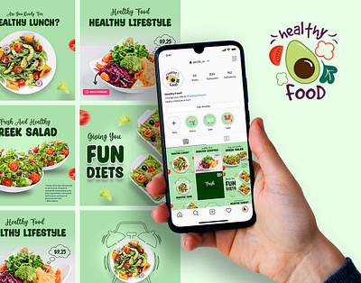 F&B Healty Salad Instagram Feeds branding design fb fb design graphic design healthy food instagram instagram feed instagram feed design social media design