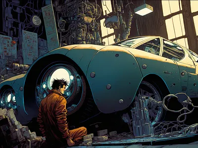 Car 8 ai art color concept design digital drawing gradient illustration light midjourney minimal painting shadow simple