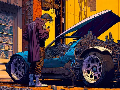 Car 6 ai art color concept design digital drawing gradient illustration light midjourney minimal painting photoshop shadow simple