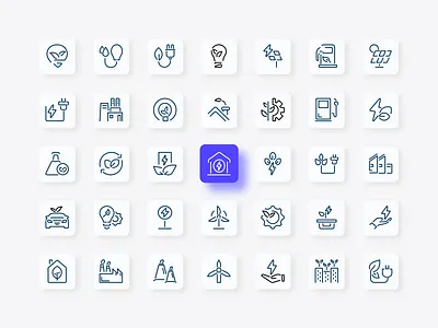 Green Energy Icon Set biomass bulb climate compost design development digital economy efficient environmentally generation graphic design green power house leaves logo renewable ui vector