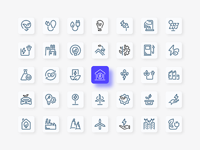 Green Energy Icon Set biomass bulb climate compost design development digital economy efficient environmentally generation graphic design green power house leaves logo renewable ui vector