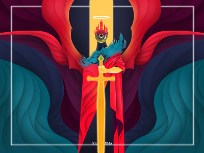 KARMA 2dart art artwork blade character dark design digital god graphic design hope illustration karma landing life poster
