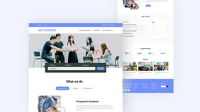 Just Students branding education education landing page design just student landing page landing page design ui