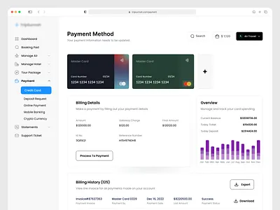Payment Method - Booking Platform app b2b b2c book booking booking platform clean crm dashboard minimal payment payment getway payment method paymentmethod saas ticket web web app web ui webapp