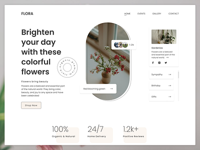 Flora-flowers shop website decoration landing page market store ui