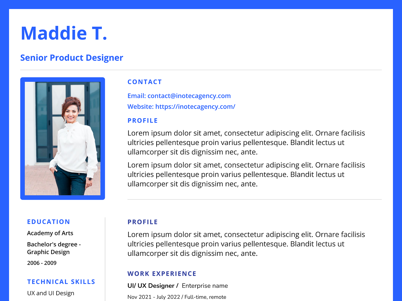 Free Figma Resume Template by Madalina Taina for Inotec Agency on Dribbble