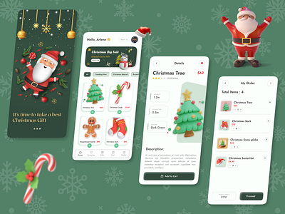 Christmas Gift App app card christmas christmas gift clean design gift gift app gifts holidays merry christmas mobile app mobile ui new year santa secret santa ui ux wishlist xmas