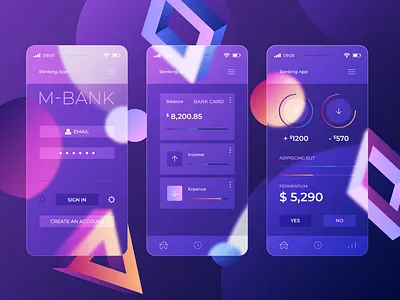 M- Bank UX UI Mock up design app branding design graphic design illustration logo typography ui ux vector
