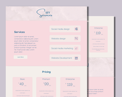 Freelancer services page website design