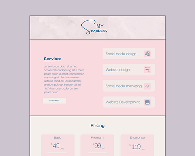 Freelancer services page website design