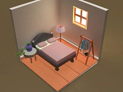 Minimalist and modern 3D designed bedroom 3d 3d design bedroom blender design graphic design house light minimal modern room sunlight