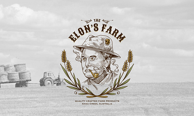 Elon's Farm vintage logo illustration branding character design graphic design hand drawn hand drawn logo illlustration logo retro logo vintage