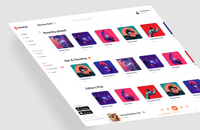 Winamp Music Player app design ui ux website