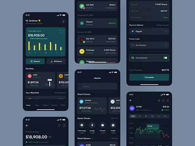 Invester - Stock Investment App UI Kit branding crypto design finance financial fintech graphic design invest investment investor ios design mobile design pixlayer stock ui ui kit uikit ux uxkit wallet