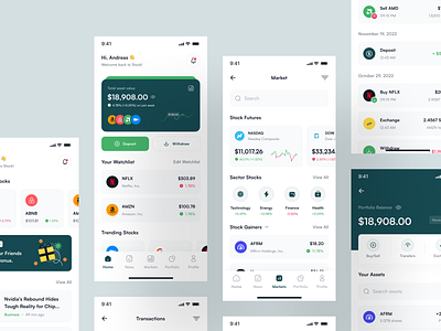 Invester - Stock Investment App UI Kit banking branding design finance financial fintech graphic design invest investment money pixlayer stock trade trading ui ui kit uikit ux ux kit wallet