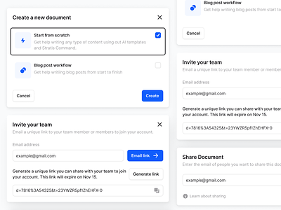 Stratis UI - Sharing cards clean design details dialog figma interface kit minimal modals overlays product settings sharing software ui ui design ux ux design web