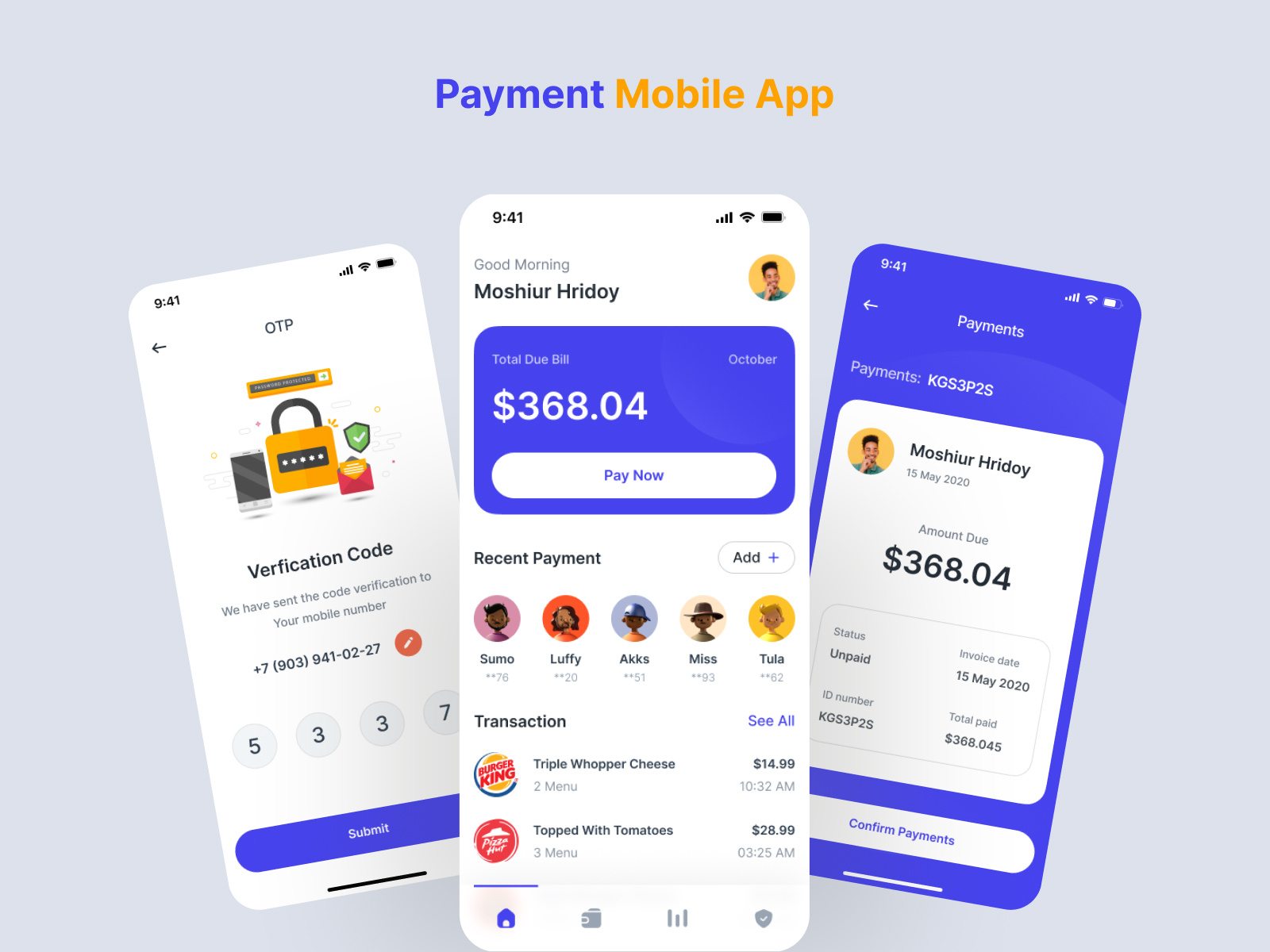Payment Mobile App Design android app app app design application bill pay app finance finance app fintech illustration ios app mobile app mobile payment money transfer online banking pay payment app payments ui uiux web app