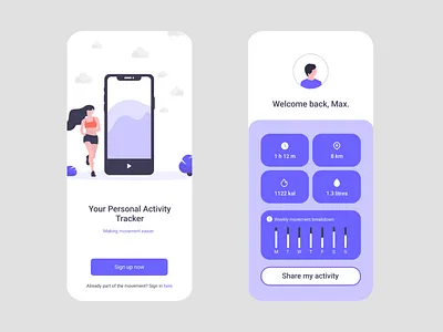Activity tracker app app design figma mobile mobileui